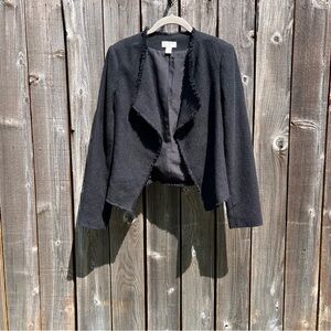 Loft black tweed open blazer size 6